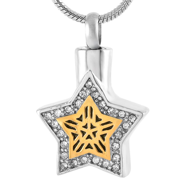 Pendant Necklaces Crystal In The Edge Shiny Star Pet Ash Locket Custom Necklace Jewelry Cremation Urn Keepsake Women Girls Gifts-image-709030201