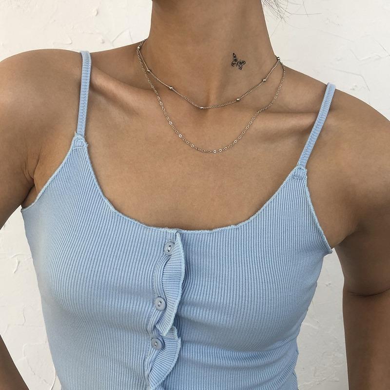 

Chains Simple Necklace Women Temperament Necklaces Woman Fashion Europe Trendy Lady Wedding Multilayer Jewelry Gold Color Metal Collier