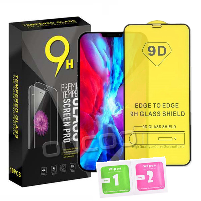 

9D Full Glue Tempered Glass Phone Screen Protector For iPhone 13 12 MINI PRO 11 XR XS MAX 8 7 6 Samsung Galaxy S21 Plus A32 A42 A52 A72 4G 5G A51 A71 A02S With Retail Package