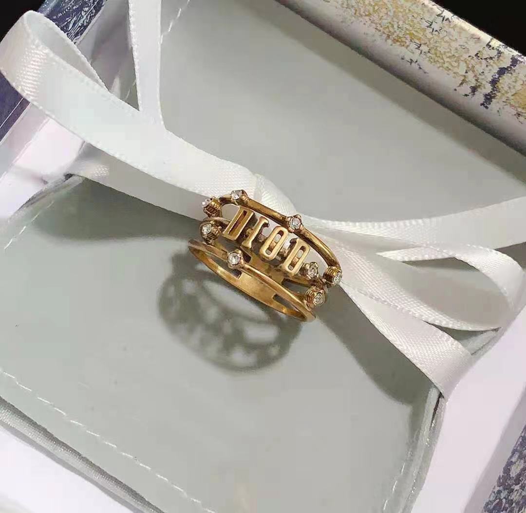 

Fashion letter band rings bague for lady women Party wedding lovers gift engagement jewelry With BOX