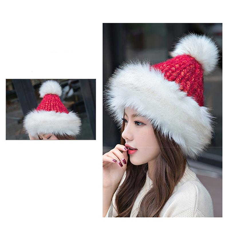 

Beanie/Skull Caps Fashion Women Winter Beanies Pom Hats Knitted Skullies Cap Elegant Ladies Thick Warm Russian Cossack Hat, Blue;gray