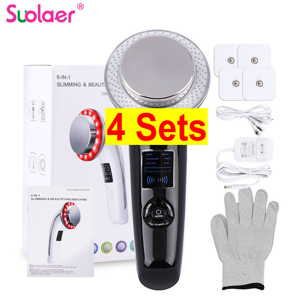 

4Sets 6 in 1 EMS Ultrasound Cavitation Slimming Massager Weight Loss Lipo Anti Cellulite Fat Burner Galvanic Infrared Ultrasonic