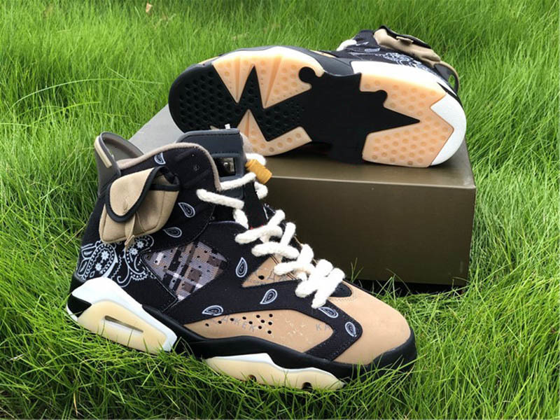 High Quality 6 OG Cactus Jack Black Parachute Beige Paisley Cashew Men Shoes 6s Embroidered rope laces mens sneakers