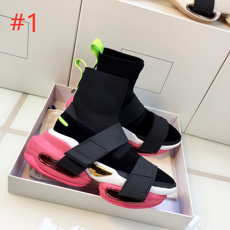 

2021 Top quality Men Women Ankle Boots Winter Dad shoes Fashion Star Casual high-top suede and knit BBold sneakers with strap, #5