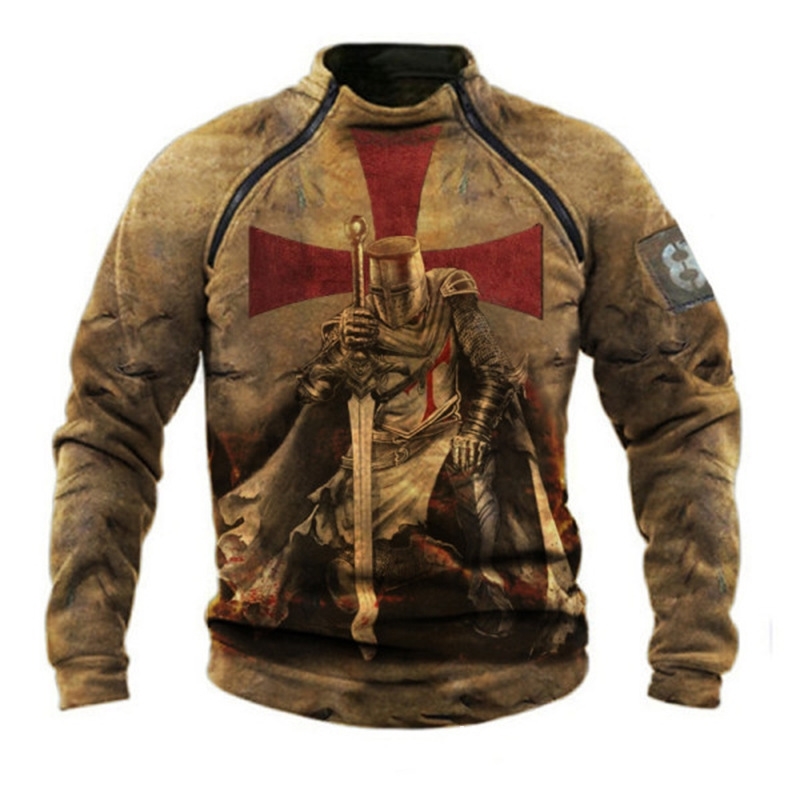 

2021 new long sleeve creative 3D printing outdoor casual men's sweater, Gray