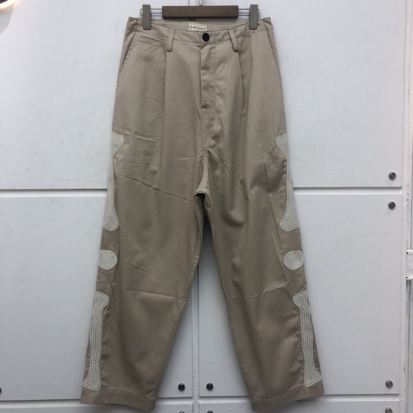 

2021 New Fw Khaki Bone Embroidery Kapital Cargo Pants Men Women 1:1 High-quality Fashion Casual Denim Trousers 77n9