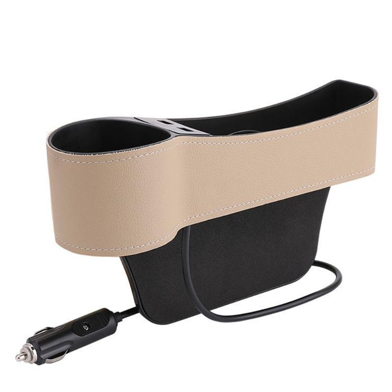 

Car Organizer Universal Seat Aperture Durable With Dual USB Charging Impact Resistance Space Saving Faux Leather Multifunctional