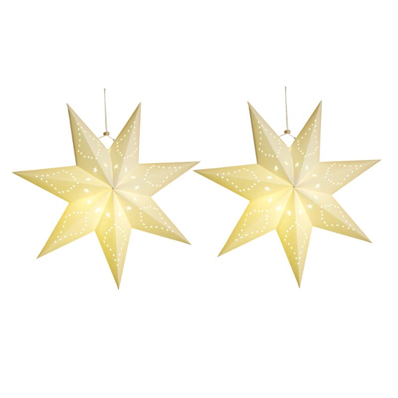 

Christmas Decorations 2pcs Stars Shaped Hollow Paper Lantern Lampshade Hanging For Party Holiday