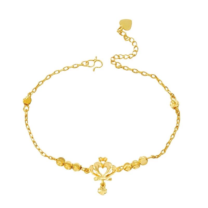 

Bangle 24K Gold Bracelet On The Leg Beads Ankle Bracelets For Women Crown Barefoot Crochet Sandals Anklets Jewelry Legs Chain Jewellery