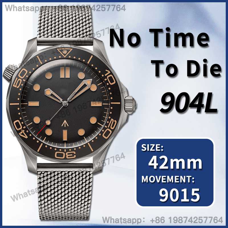 

Wristwatches Men's Automatic Mechanical Watch No Time To Die 42MM 904L Super Clone 9015 Top ARF Sport VSF, Black