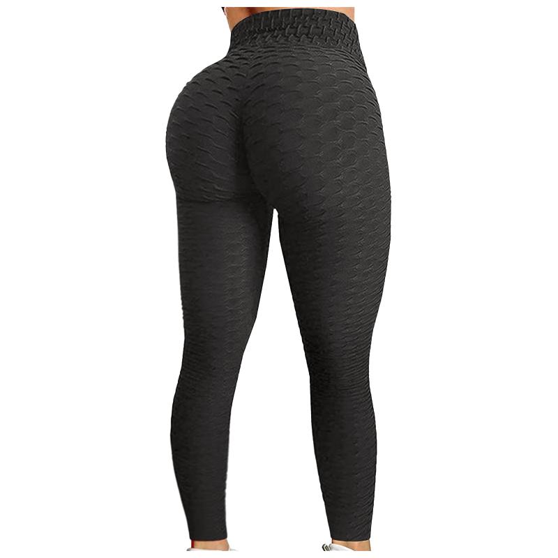 

Yoga Outfit Women's Bubble Hip Lifting Exercise Fitness Running High Waist Pants Pantalones De Mujer Leggings Anti Celulite, Black