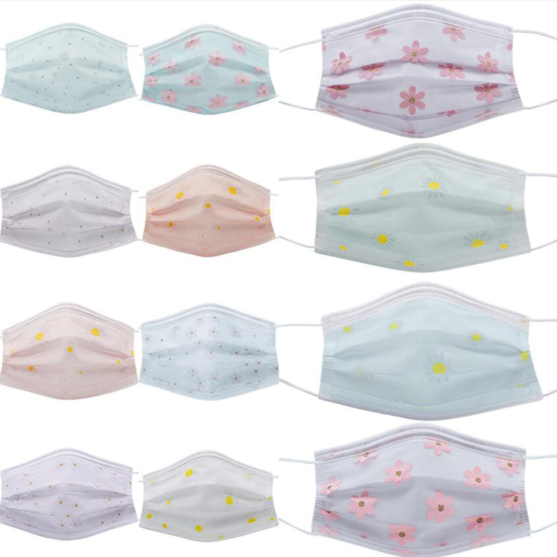 

4 Layer 95%Filtration Efficiency Designer Gauze Disposable Mask Flower Dustproof Prevention of Influenza Mouth Masks Adult Breathable