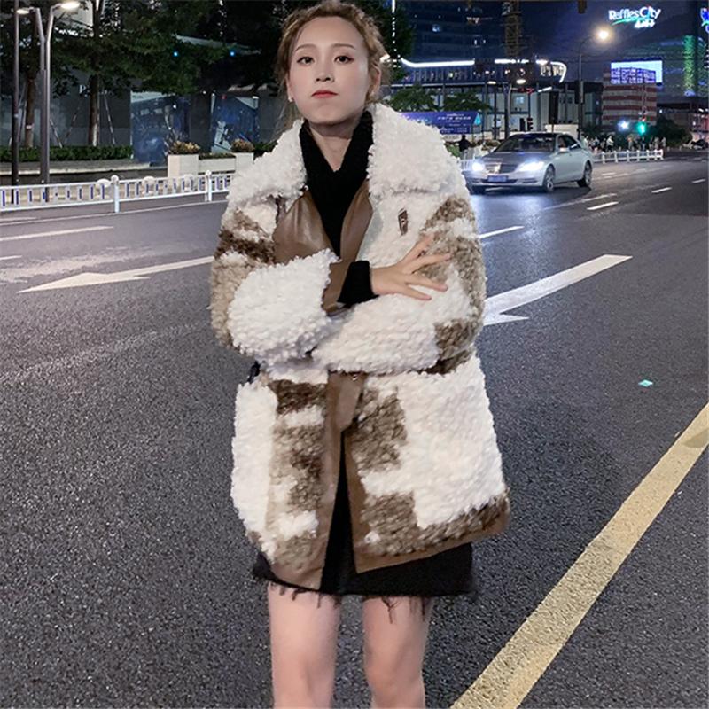 

Women' Fur & Faux Coat Women 2021 Winter Fashion Lamb Hair Circle Korean Stitching Was Thin And Long Thick Tide H00415, Photo color