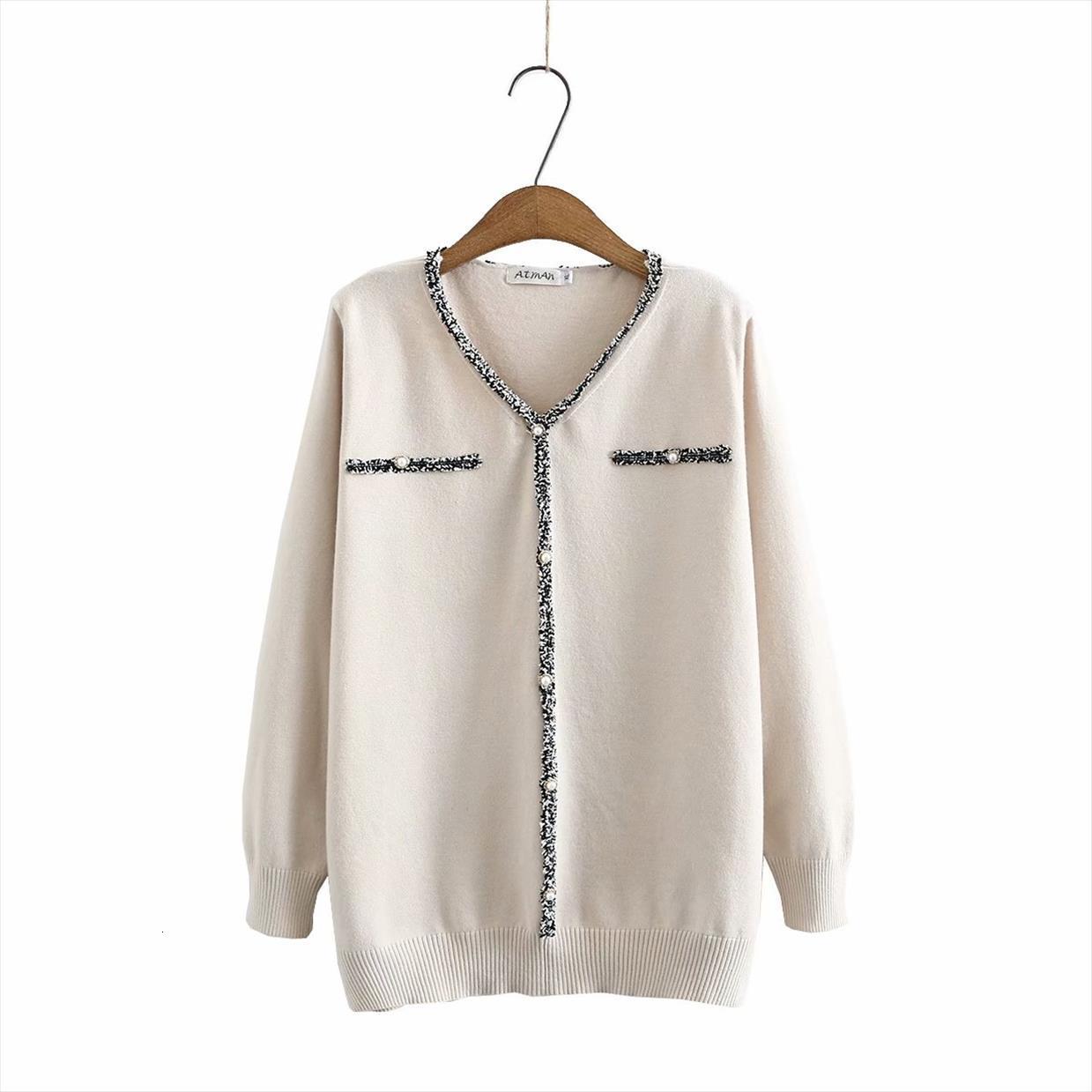 

plus size women chic sweaters jumper spring autumn v neck long sleeve pearl buttons knitted slim pullover fashion l, White;black