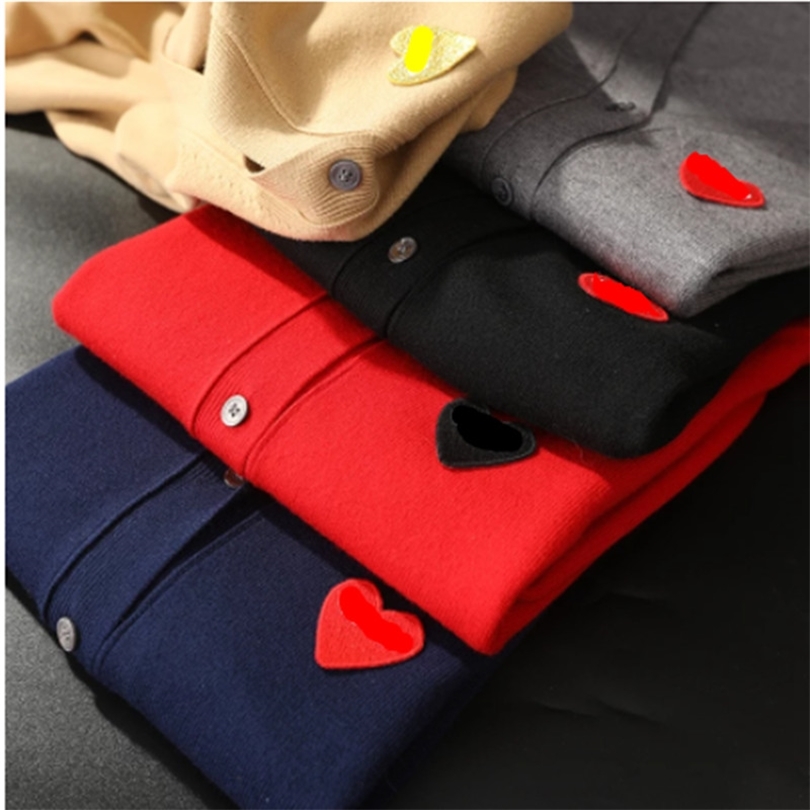 

Fashion Love Couple Long sleeve Cashmere cardigan Heart embroidery 211018, Women camel