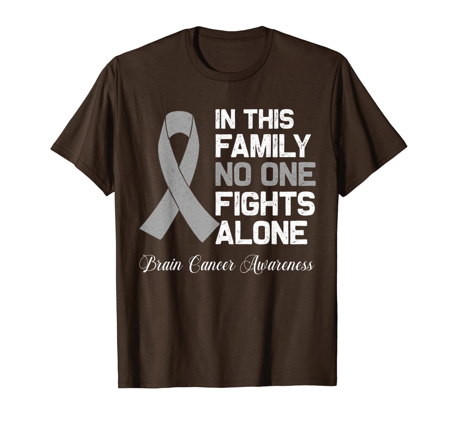 

in this family no one fights alone brain cancer awareness t-shirt, White;black