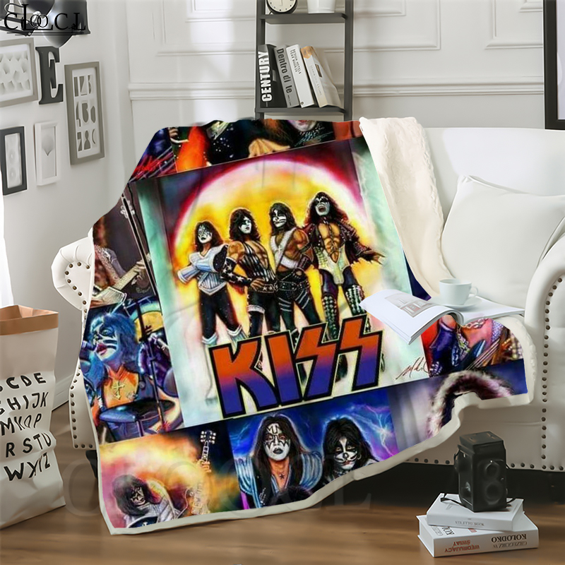 

CLOOCL New Hair Metal Kiss Band 3D Print Casual Style Air Conditioning Blanket Teens Bedding Throw Blankets Plush Quilt