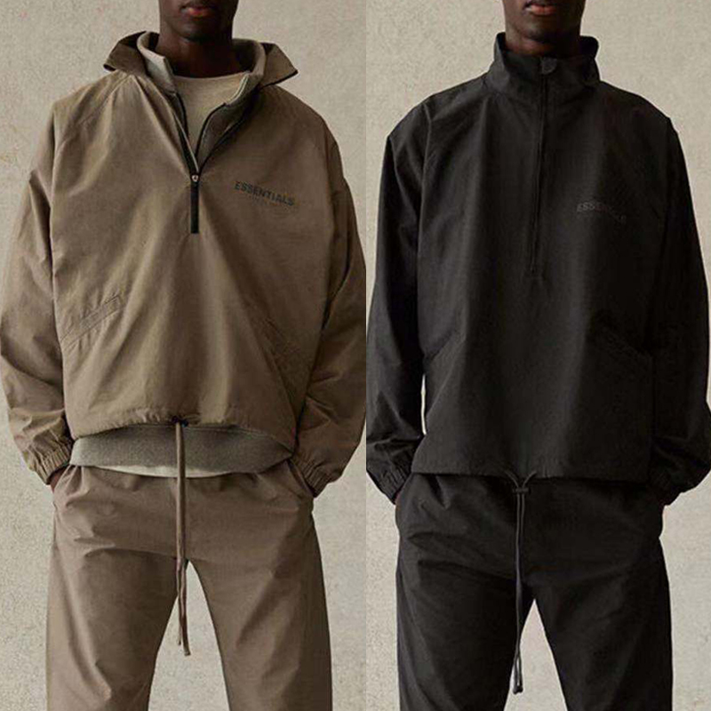 

21SS Half Zip Nylon Jackets Black Khaki Reflective Logo Casual Lightweight Coach Jacket Men Women Hip Hop Streetwear MG210091
