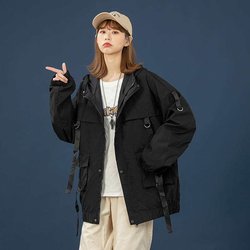 

New Korean Style Loose Cargo Jacket Streetwear Long Sleeve Pockets Ribbons Coat Vintage 2021 Autumn Casual Jackets Women Gxzv, Yellow
