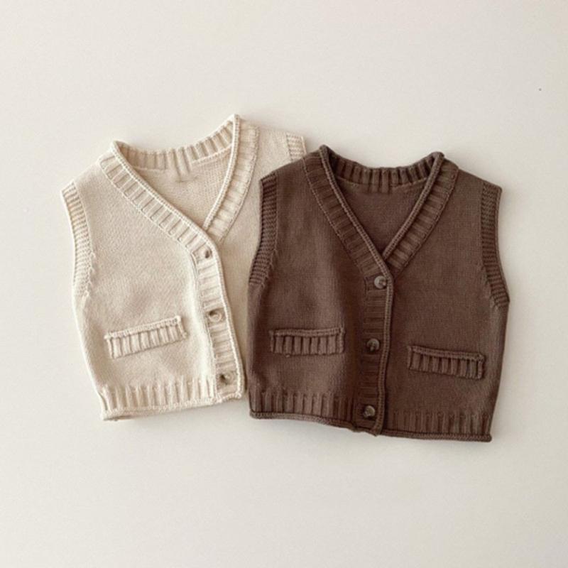 

Vest 2021 Autumn Baby Boy Knitted Jacket Sleeveless Coat Tops Kids Knitwear Single Breasted Jackets Children Outerwear 9M-3T, Blue