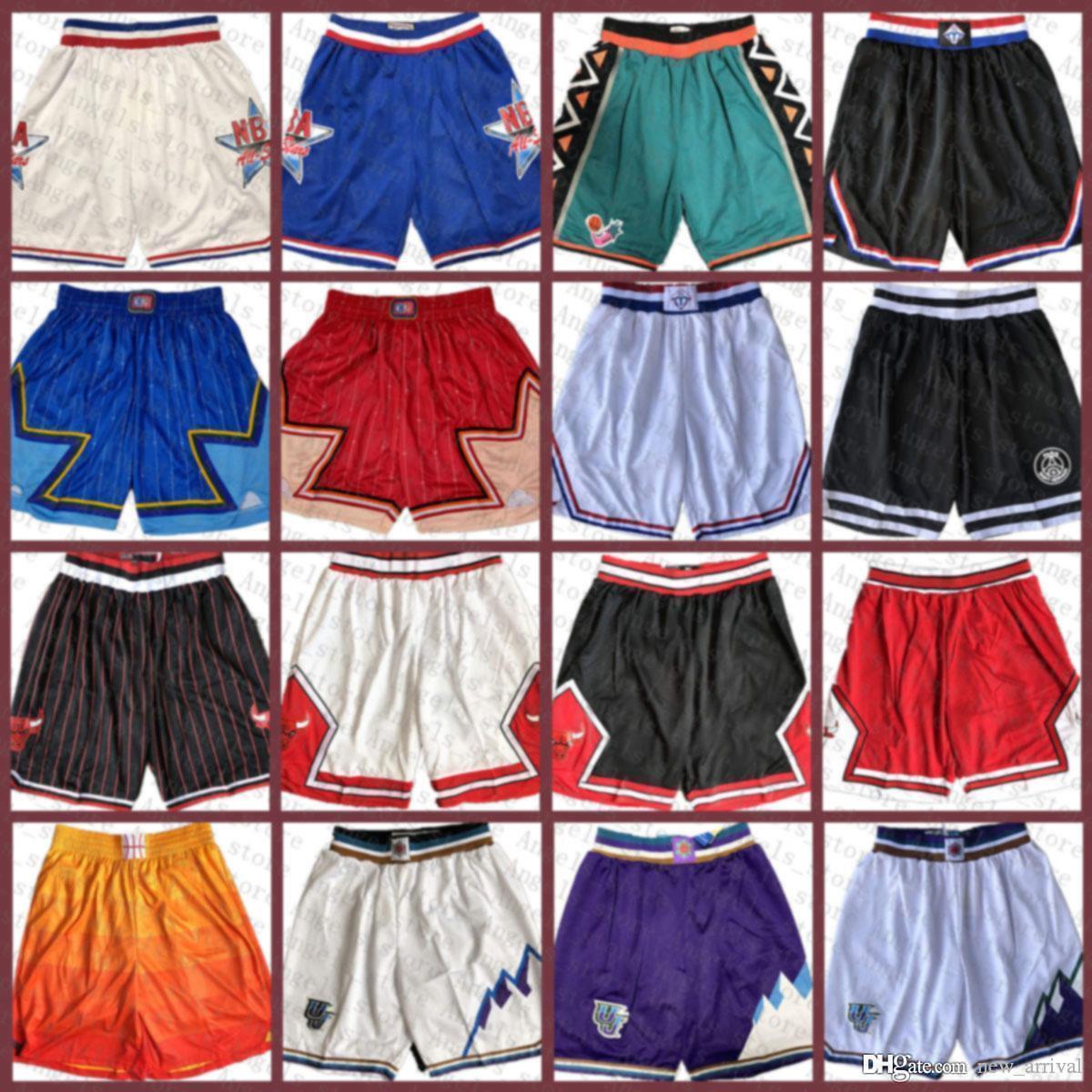 

Utah Jazz Chicago Bull New jersey Orleans Pelicans Cleveland Cavaliers Detroit Piston Pocket Basketball Shorts 2, Black;red