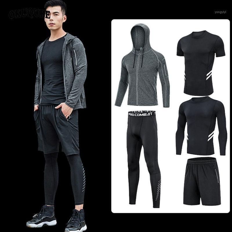 

Running Sets Man Sportswear Hooded Gym Clothes Reflective Quick-dry Workout Black Gray Training Jogging Sports Men1, Men sportswear-2-5