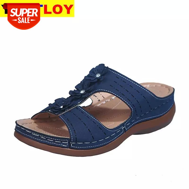 

Summer Women Sandals Wedges Casual Shoes Roman Sandalia Feminina Platform Sandal Toe Corrector Cusion Gladiator Flat With 89 #Yw1D, Black