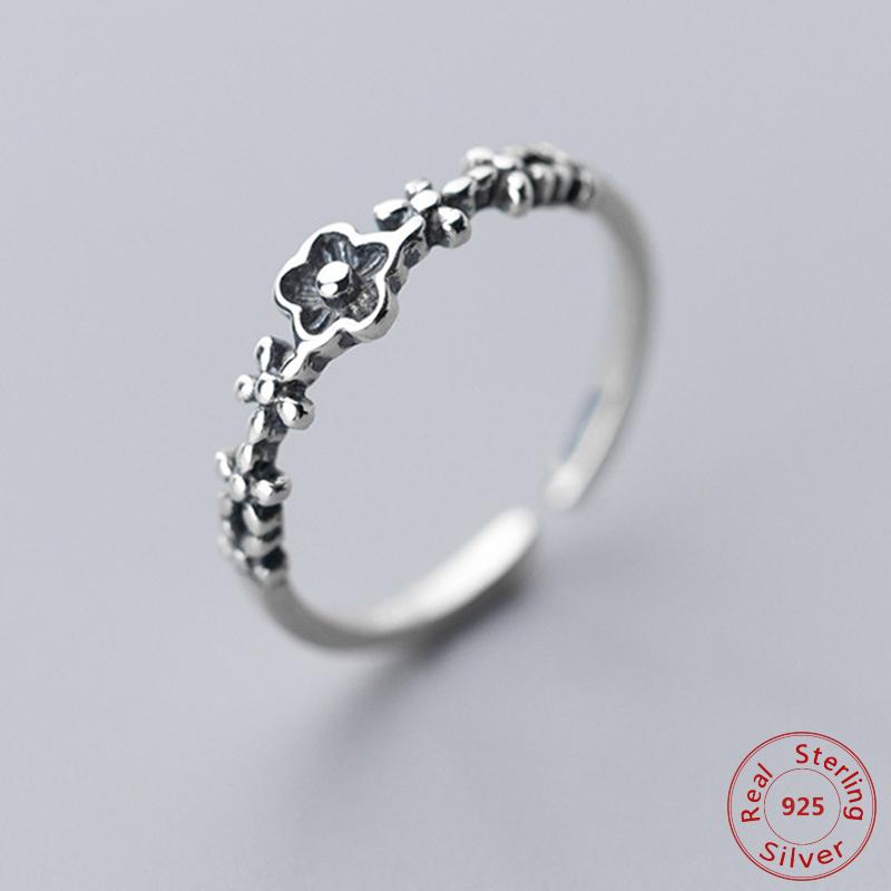 

Cluster Rings Elegant Flowers Finger 925 Sterling Silver Jewelry For Women Fashion Adjustable Open Ring, Golden;silver