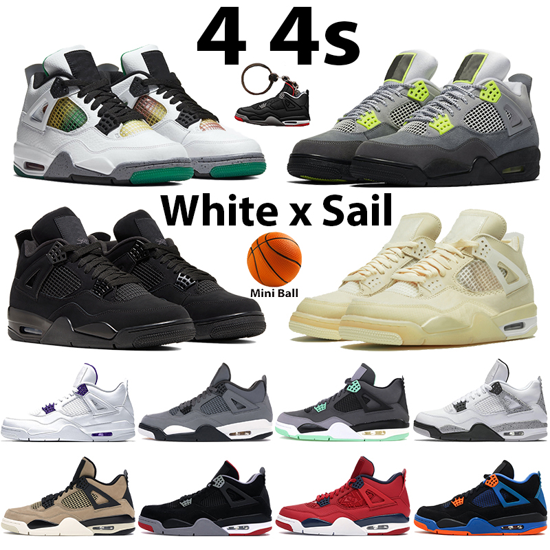 

NEW Black Cat Mens Basketball Shoes 4 4s Rasta Metallic Purple SE Neon White Black Cement Bred Sail Hot Lava Men Sneakers, 37. fire red singles