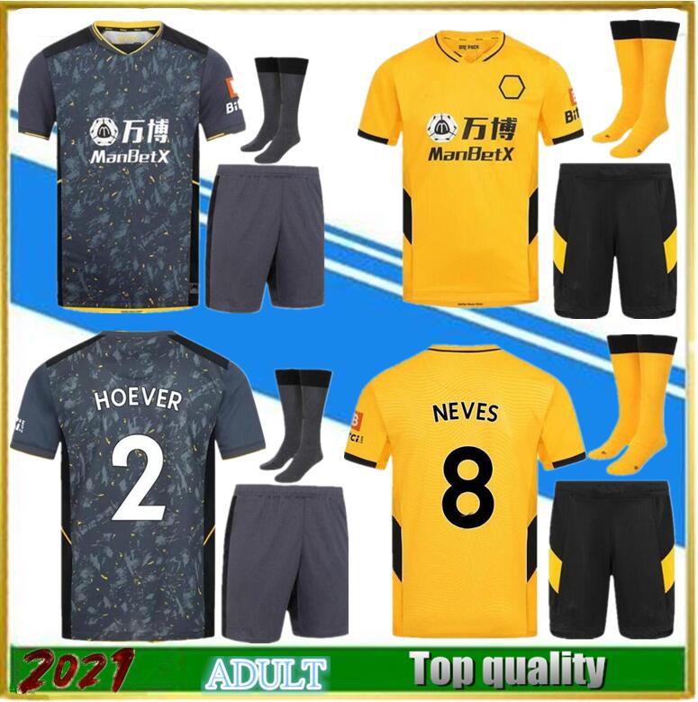 

New 2021 RAUL Wolves Soccer Jerseys Home and away set +sock 21/22 COADY CAMPANA PODENCE DIOGO NEVES ADAMA Football Shirt, 21/22 home