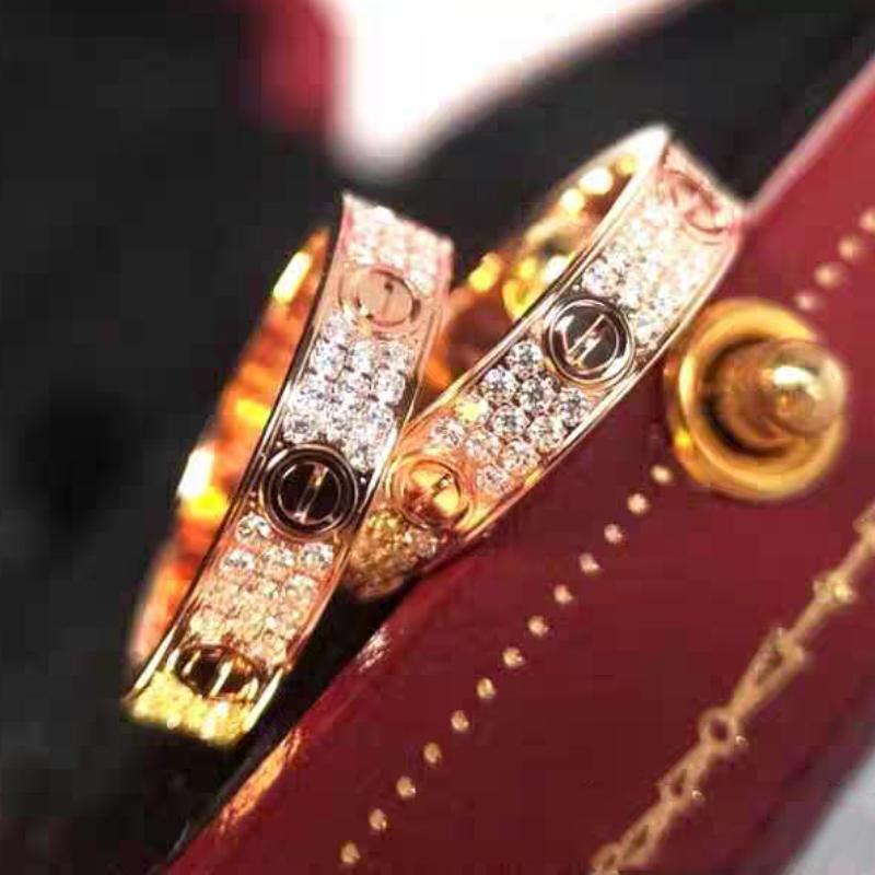 

C Love Ring with Full Zircon 4mm 6mm Width Wedding Ring Woman Jewelry Love Rings Men Promise Rings with Velet Bag S12100 item