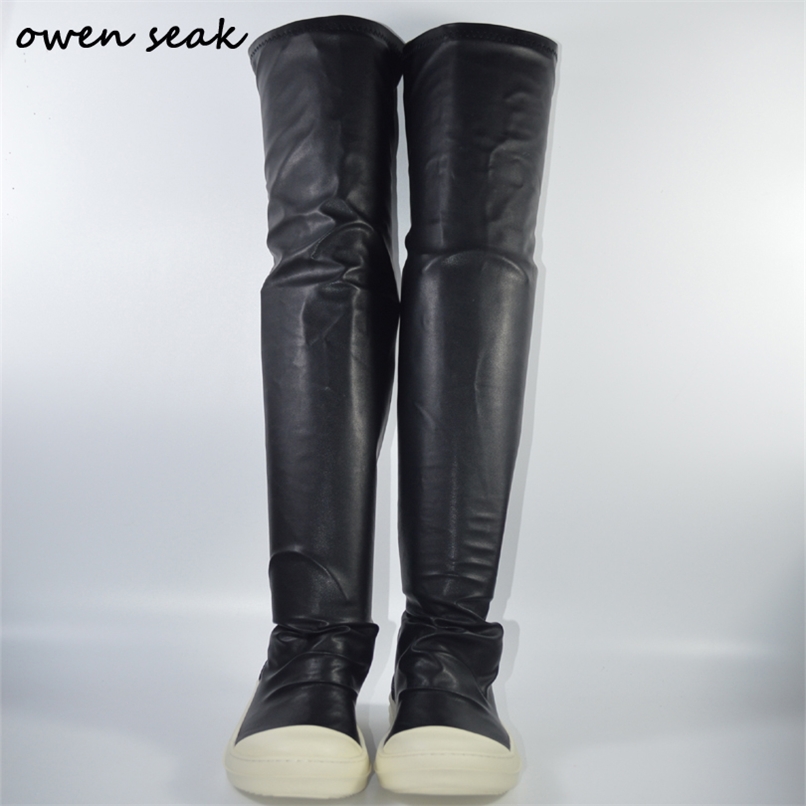 

Owen Seak Women Shoes Over Knee High Boots Luxury Trainers Lace Up Winter Casual Brand Zip Snow Flats Black Big Size 210913