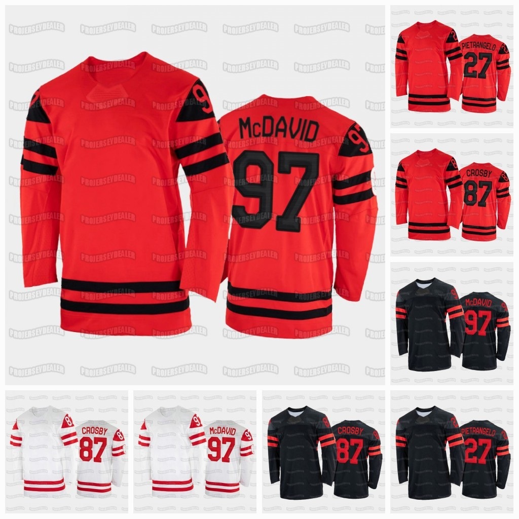 

97 Connor McDavid Team Canada 2022 Winter Hockey Jersey 87 Sidney Crosby 27 Alex Pietrangelo Nathan MacKinnon John Tavares Mitch Marner Patrice, White mens s-3xl