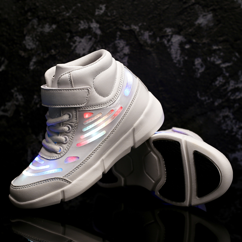

Size 25-37 Unisex Anti-slippery Glowing Sneakers Children Led Light Up Shoes Luminous Sneakers for Boys Girl Casual Sports Shoes, Black