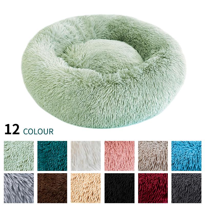 

Kennels & Pens Super Soft Dog Bed Long Plush Donut Round Kennel Comfortable Fluffy Cushion Mat Winter Warm For Cat House EU Warehouse