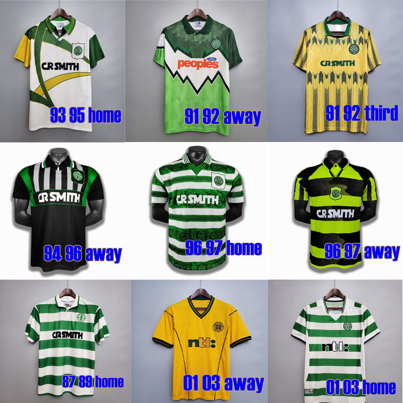 

Celtic RETRO soccer jerseys TOP Thailand 84 85 87 89 91 92 93 95 vintage football kit 96 97 1998 2001 McNAMARA LARSSON NICHOLAS Classic top, Black;yellow
