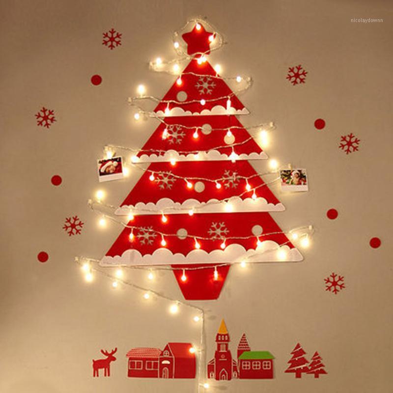 

Christmas Decorations Tree Wall Sticker Romantic LED Light Xmas Party Props Colorful Decals For Home Living Room Bedroom Decor LC