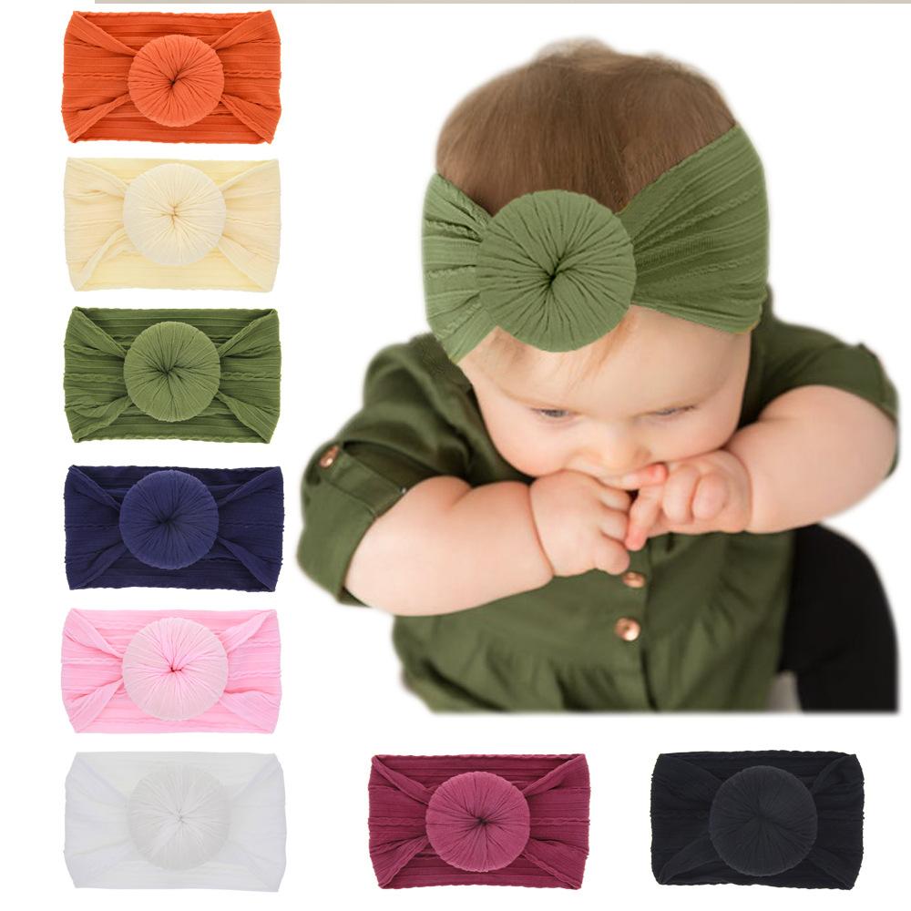 

Baby headbands Donuts Hair bands Cute Nylon knot headband kids Girls hairbands Children Hair Accessories doughnut Ball Headwear, Slivery;white