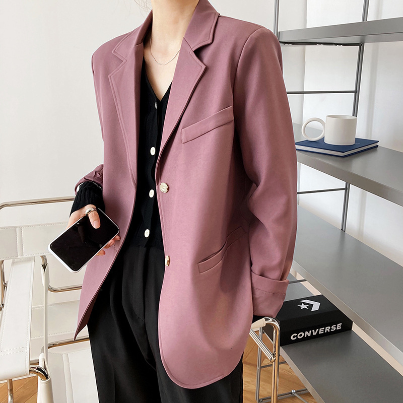 

2021 Autumn Jacket Down Collar Female Blazer Ladies Coat Tops for Women's Clothes Me3w, Purple