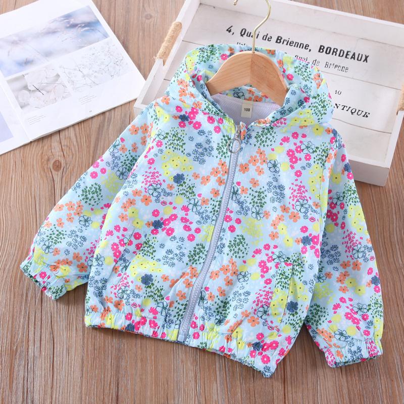 

Jackets 2022 Spring Girls' Long Sleeve Small Floral Daisy Children's Clothes For Baby Coats, Blue 806060