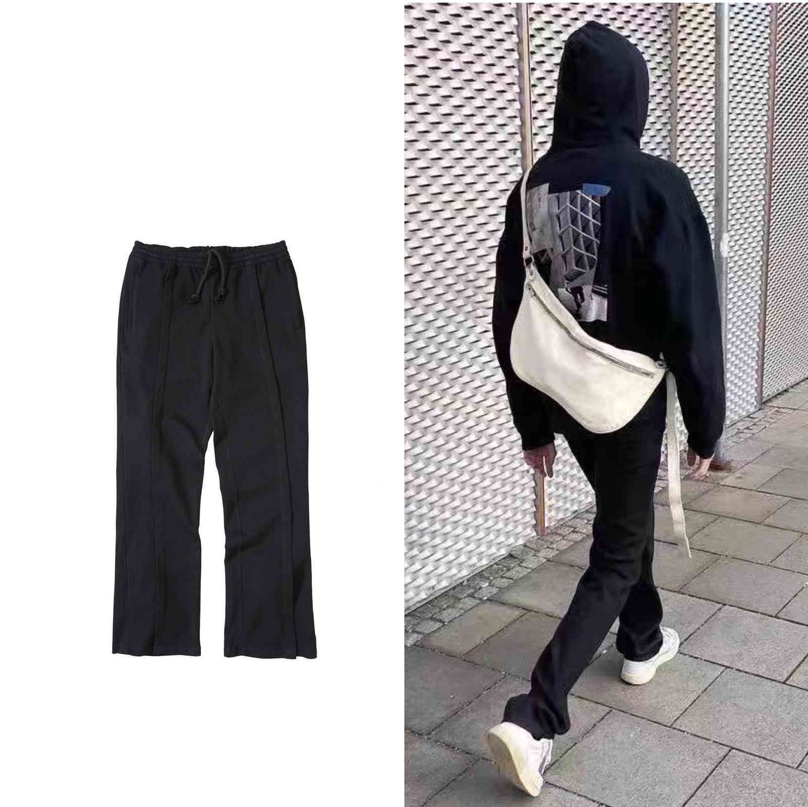 

Meichao MM6 Margiela casual pants micro La trousers pure black straight ins pants