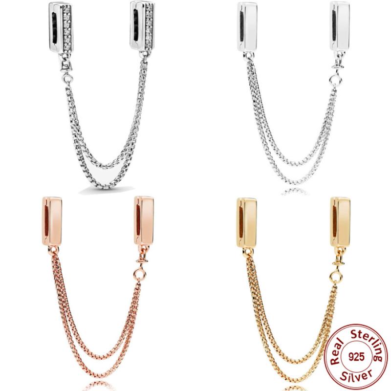 

Other Reflexions Style Safety Chain 100% 925 Sterling Silver Material Fit Bracelet Charm DIY Jewelry