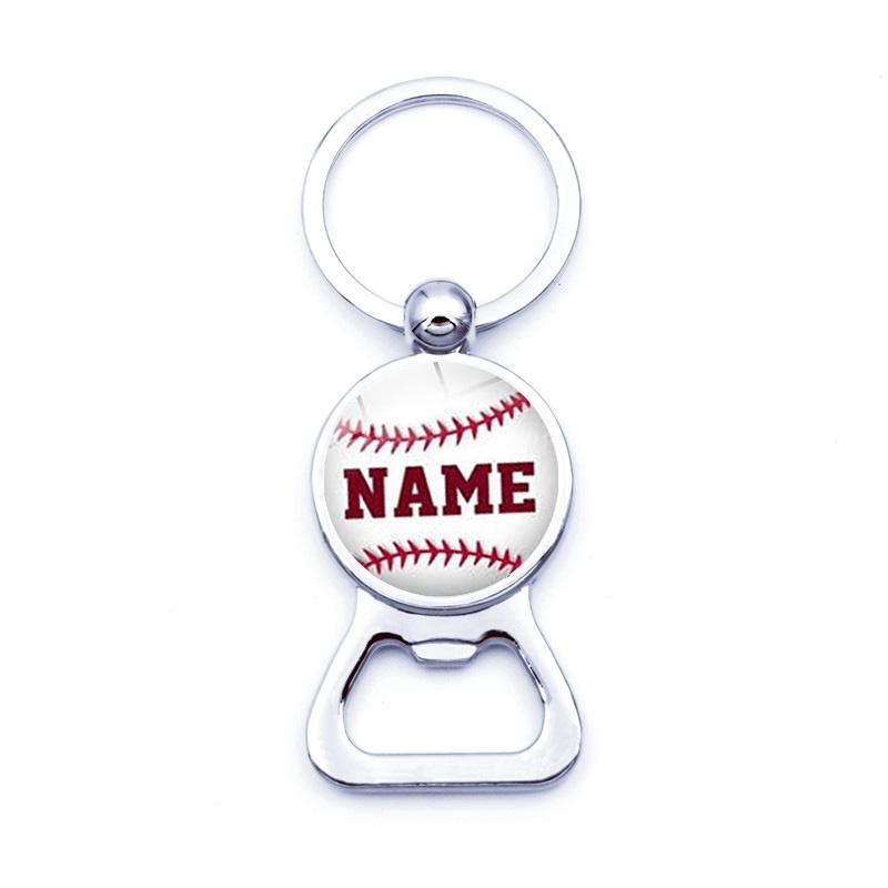 

Keychains Silver Alloy Baseball Pattern Key Chain Beer Opener Fashion Ring Creative Activities Commemorative Jewelry Gifts