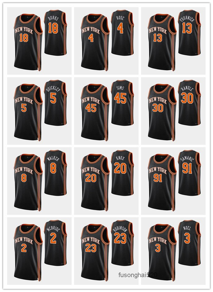 

New York's Knicks's MEN Kemba Walker RJ Barrett Derrick Rose Julius Randle 75th Anniversary City Black basketball Jersey, 12