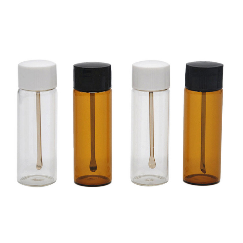 

Clear/Brown Glass Snuff smoking Metal Vial Spoon Spice Bullet Snorter Pill Box Storage Bottle Color Random Wholesale
