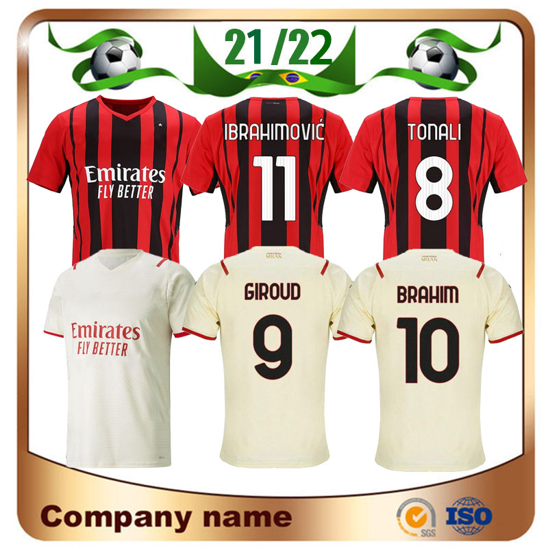 

21/22 AC milan #11 IBRAHIMOVIC #9 GIROUD Soccer Jerseys 2021 THEO BRAHIM TONALI Shirt ROMAGNOLI R.LEAO S.CASTILLEJO KESSIE SAELEMAEKERS Football uniform, Away
