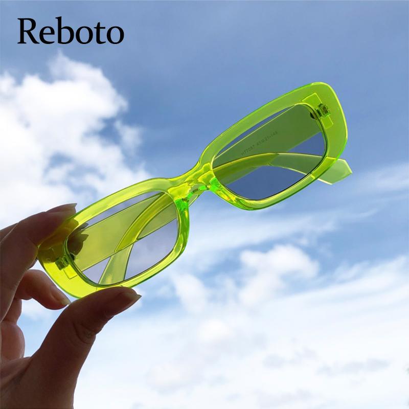 

Sunglasses Fashion Green Rectangular Womens 2021 Trendy Brand Designer Retro Clear Rectangle Sun Glasses Female UV400 Oculos