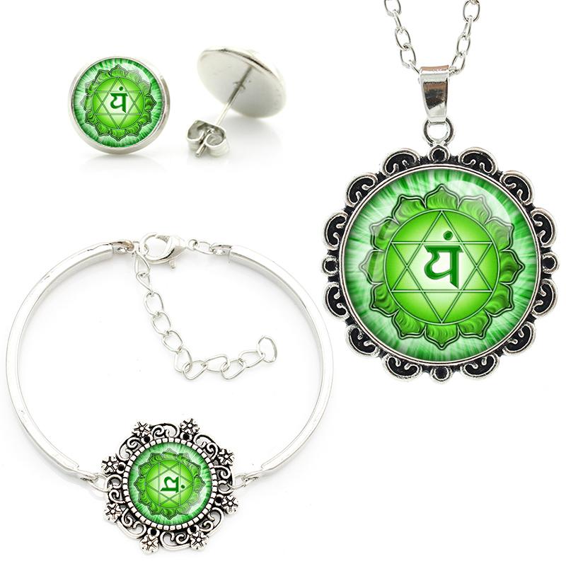 

Earrings & Necklace Yoga Buddhist Om Symbol Art Picture Fashion Turkish Dubai Jewellery Sets Bracelets, As pic