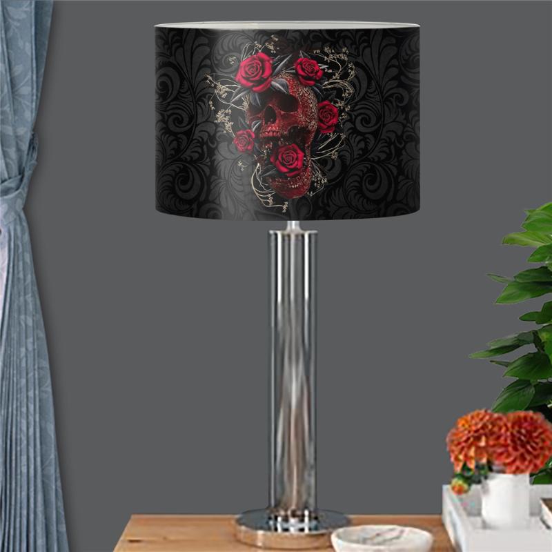 

Lamp Covers & Shades Modern Living Room Bedroom Table Shade With Metal Frame Black Floral Skull Brand Designer Fashion Ceiling Light 2021