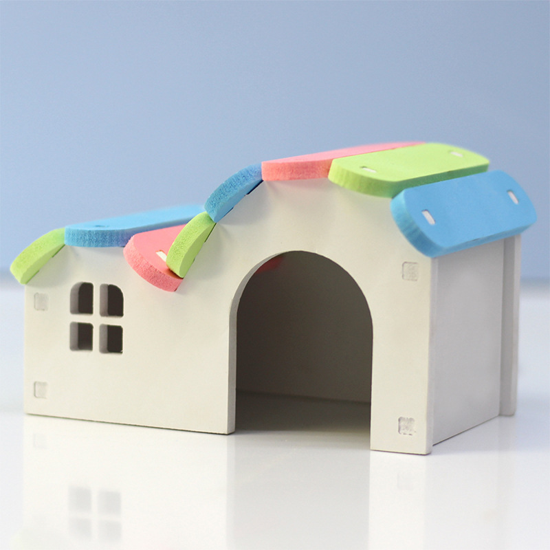 

Pet Small Animal Sleeping Nest Hamster Guinea Pig Hidden Rainbow House Wood Plastic Assembly Golden Bear Supplies